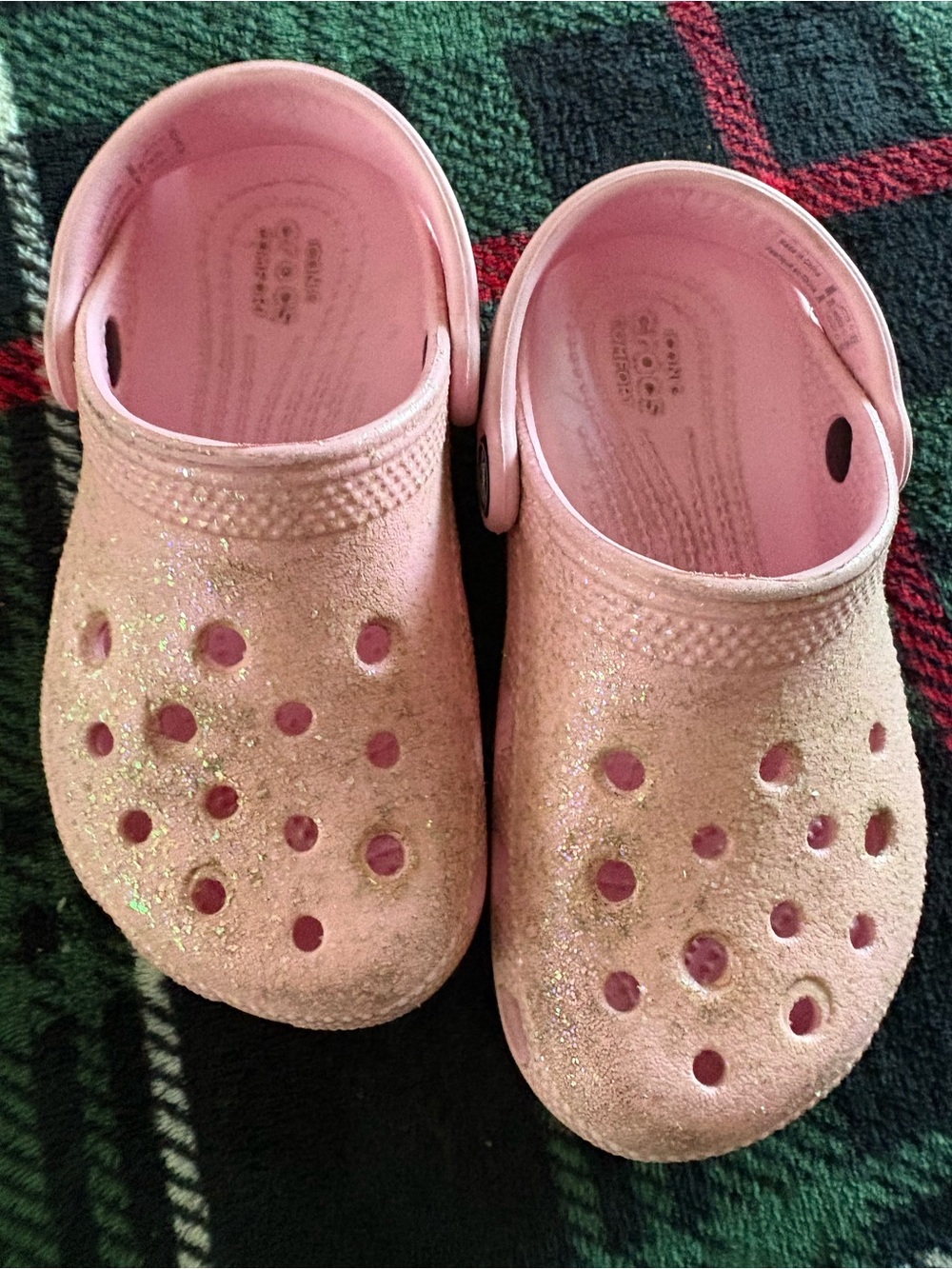 CROCS Pink Glitter Kids Clogs with Heel Strap